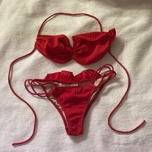 Red Ruffle Bikini Set